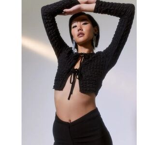 Urban Outfitters Sylvie Bubble Knit Tie-Front Top S